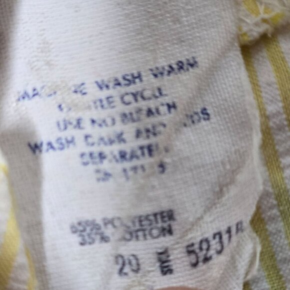 Vintage 80s 90s Pastel Yellow Striped Pink Heart Embroidery Baby Overalls - Picture 6 of 11